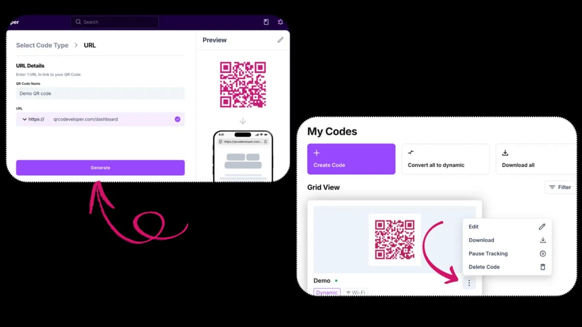click qr code generate