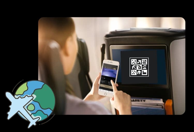 In-Flight Entertainment Access - URL QR Code feature illustration for QR Codes For Airlines