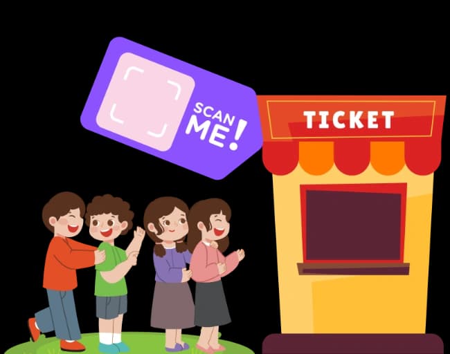 Simplify Ticketing and Queue Management - URL QR Code feature illustration for QR Codes For Amusement Parks