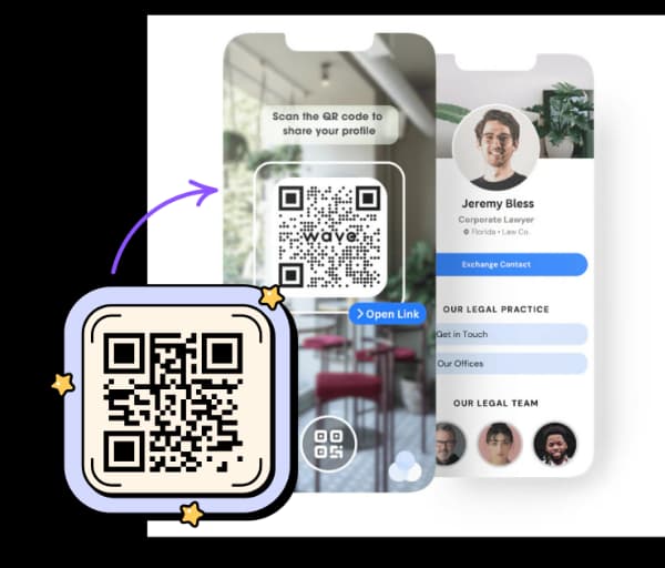 Connect Clients with Digital Business Cards - URL QR Code feature illustration for QR Codes For Business Services