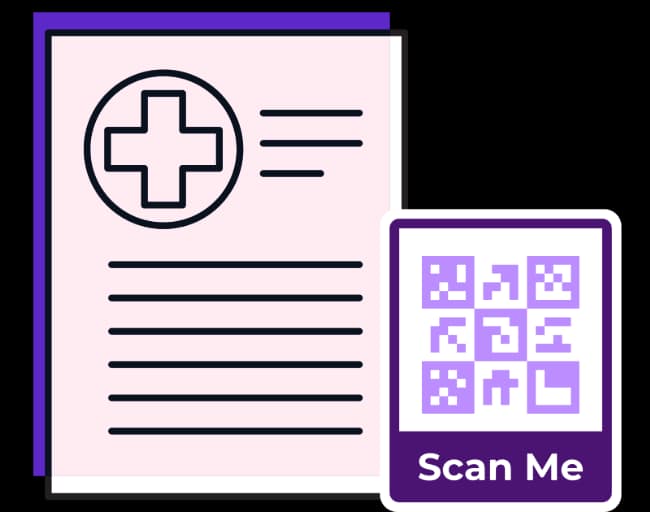 Instantly Access Patient Records and Medical Info - PDF QR Code feature illustration for QR Codes For Healthcare and Doctors